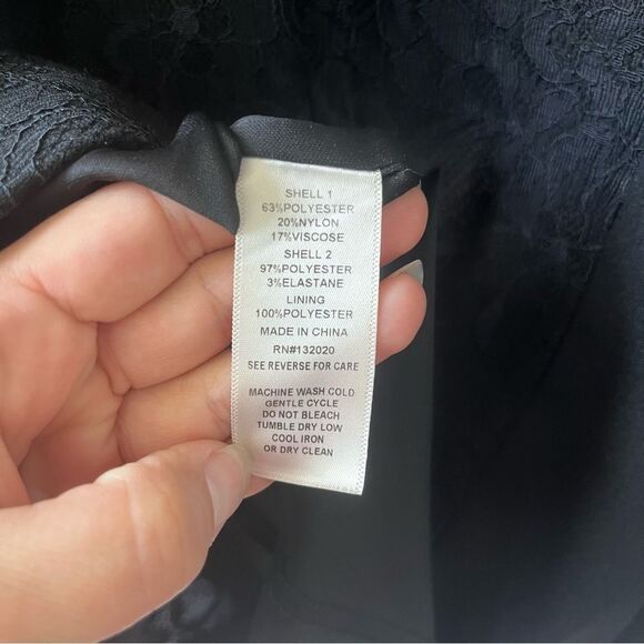 Lovely by Adrianna Papell Black Cocktail Dress with Lace Panels Size 6 - Picture 12 of 12